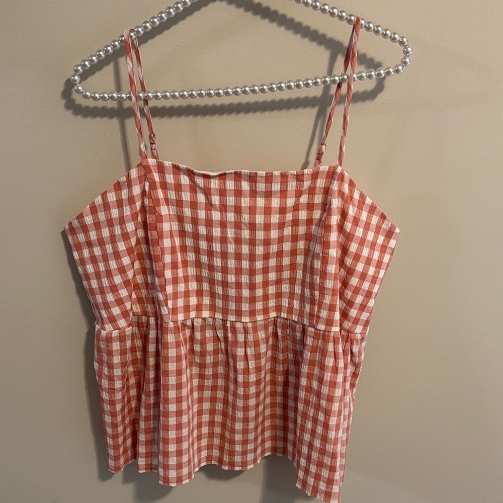 wild fable Pink Gingham Smocked Cami Top